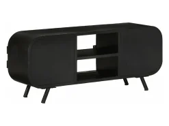 Suporte multimídia para TV prateleira para TV armário para TV sala de jantar sala de estar quarto 110 x 30 x 45 cm madeira de mangueira marrom natural 02_0025742
