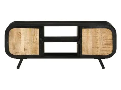 Suporte multimídia para TV prateleira para TV armário para TV sala de jantar sala de estar quarto 110 x 30 x 45 cm madeira de mangueira marrom natural 02_0025742