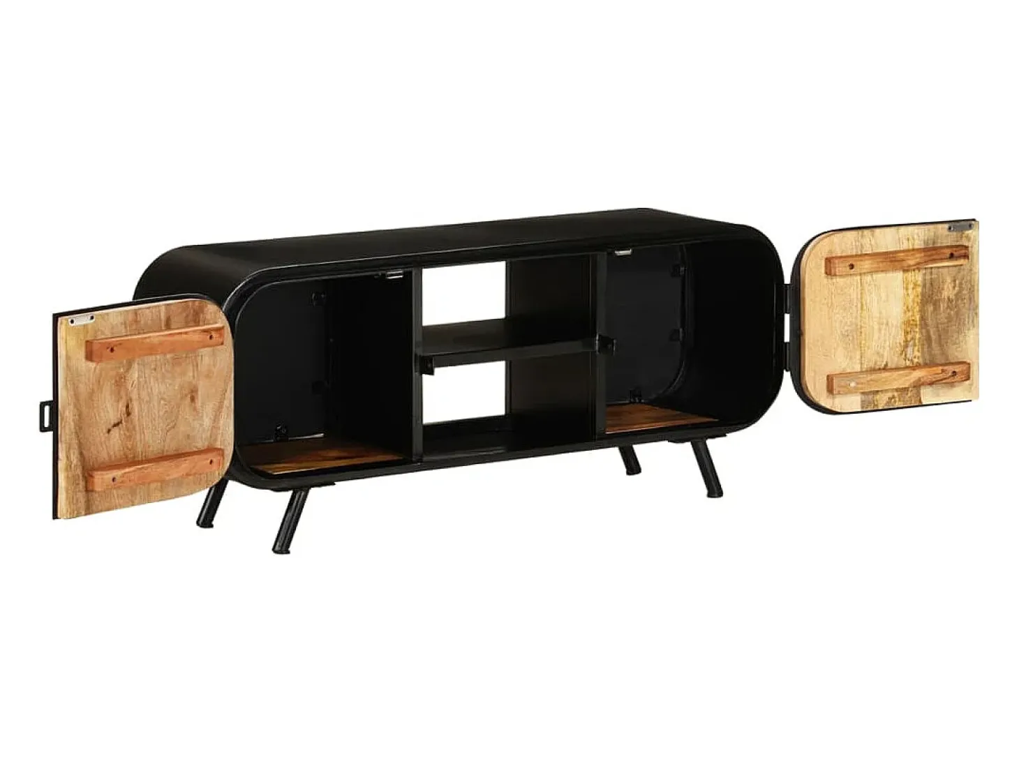 Suporte multimídia para TV prateleira para TV armário para TV sala de jantar sala de estar quarto 110 x 30 x 45 cm madeira de mangueira marrom natural 02_0025742