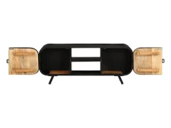 Suporte multimídia para TV prateleira para TV armário para TV sala de jantar sala de estar quarto 110 x 30 x 45 cm madeira de mangueira marrom natural 02_0025742