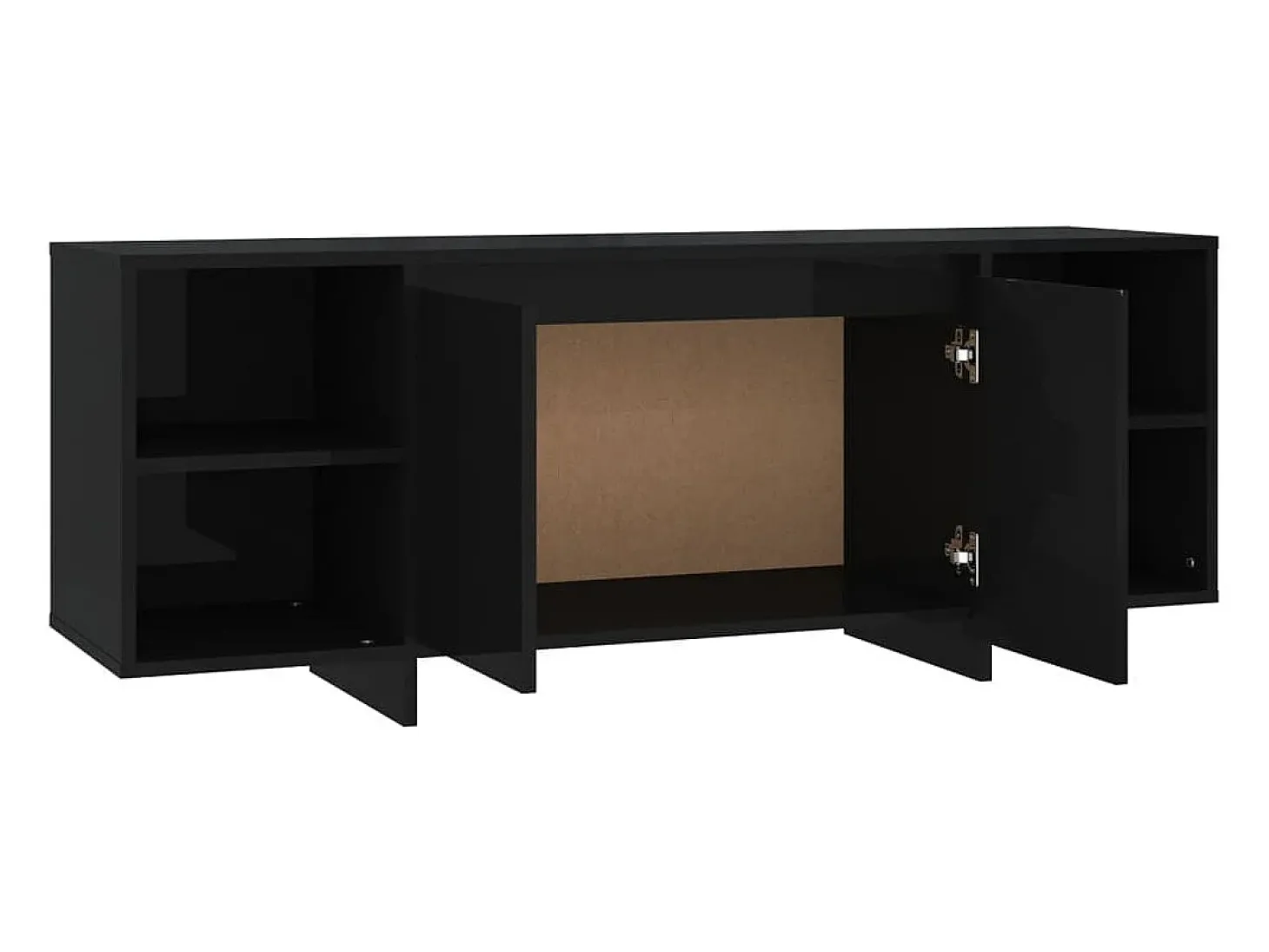 Suporte multimídia para TV prateleira para TV aparador para TV sala de jantar sala de estar quarto 130 x 35 x 50 cm madeira engenheirada preta 02_0025894