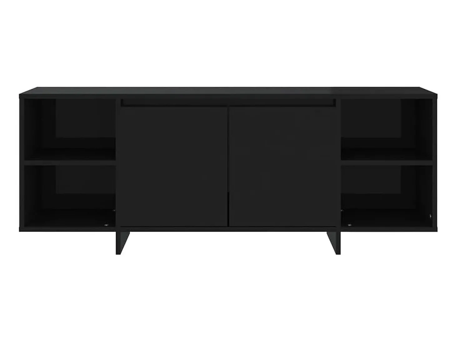Suporte multimídia para TV prateleira para TV aparador para TV sala de jantar sala de estar quarto 130 x 35 x 50 cm madeira engenheirada preta 02_0025894