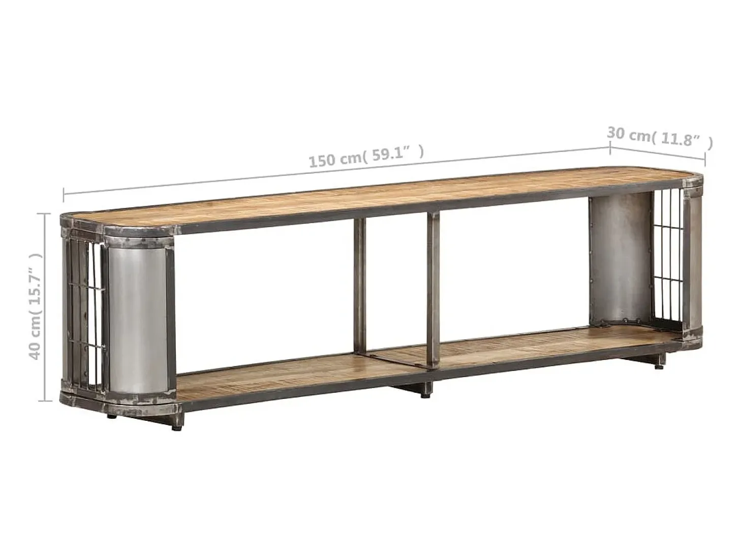 Suporte multimídia para TV prateleira para TV armário para TV sala de jantar sala de estar quarto 150 x 30 x 40 cm madeira maciça de manga marrom 02_0025961