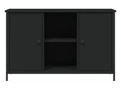 Suporte multimídia para TV prateleira para TV aparador para TV sala de jantar sala de estar quarto 100 x 35 x 65 cm madeira engenheirada preta 02_0025521