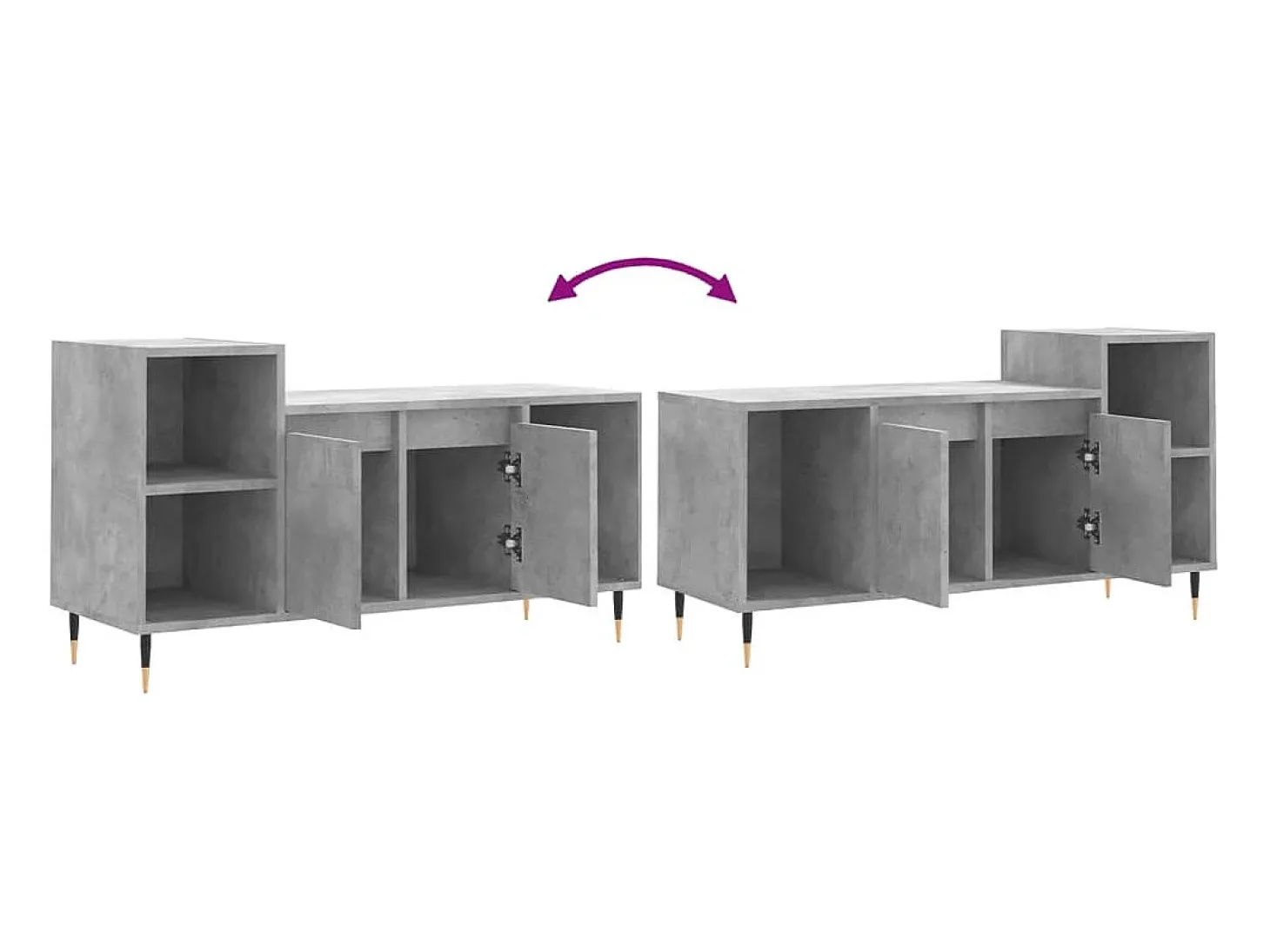 Suporte multimídia para TV prateleira para TV aparador armário para TV sala de jantar sala de estar quarto 100 x 35 x 55 cm madeira industrializada cinza 02_0025515