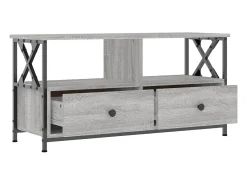 Suporte multimídia para TV prateleira para TV móvel para TV sala de jantar sala de estar quarto Sonoma 90 x 33 x 45 cm madeira engenheirada e ferro cinza 02_0028474
