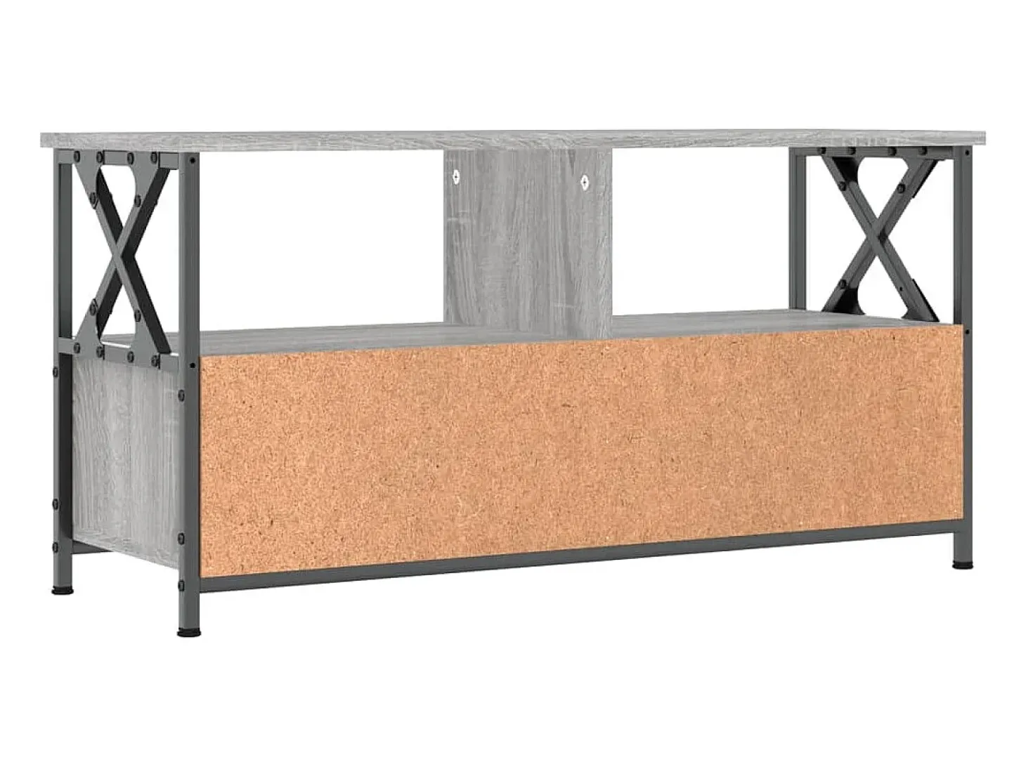 Suporte multimídia para TV prateleira para TV móvel para TV sala de jantar sala de estar quarto Sonoma 90 x 33 x 45 cm madeira engenheirada e ferro cinza 02_0028474