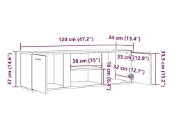 Suporte multimídia para TV prateleira para TV aparador armário para TV sala de jantar sala de estar quarto 120 x 34 x 37 cm madeira engenheirada branca 02_0025854