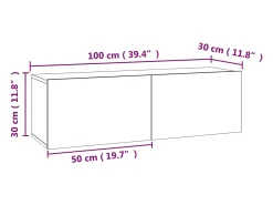 Suporte multimídia para TV prateleira para TV aparador para TV sala de jantar sala de estar quarto 100 x 30 x 30 cm madeira industrializada cinza 02_0025433