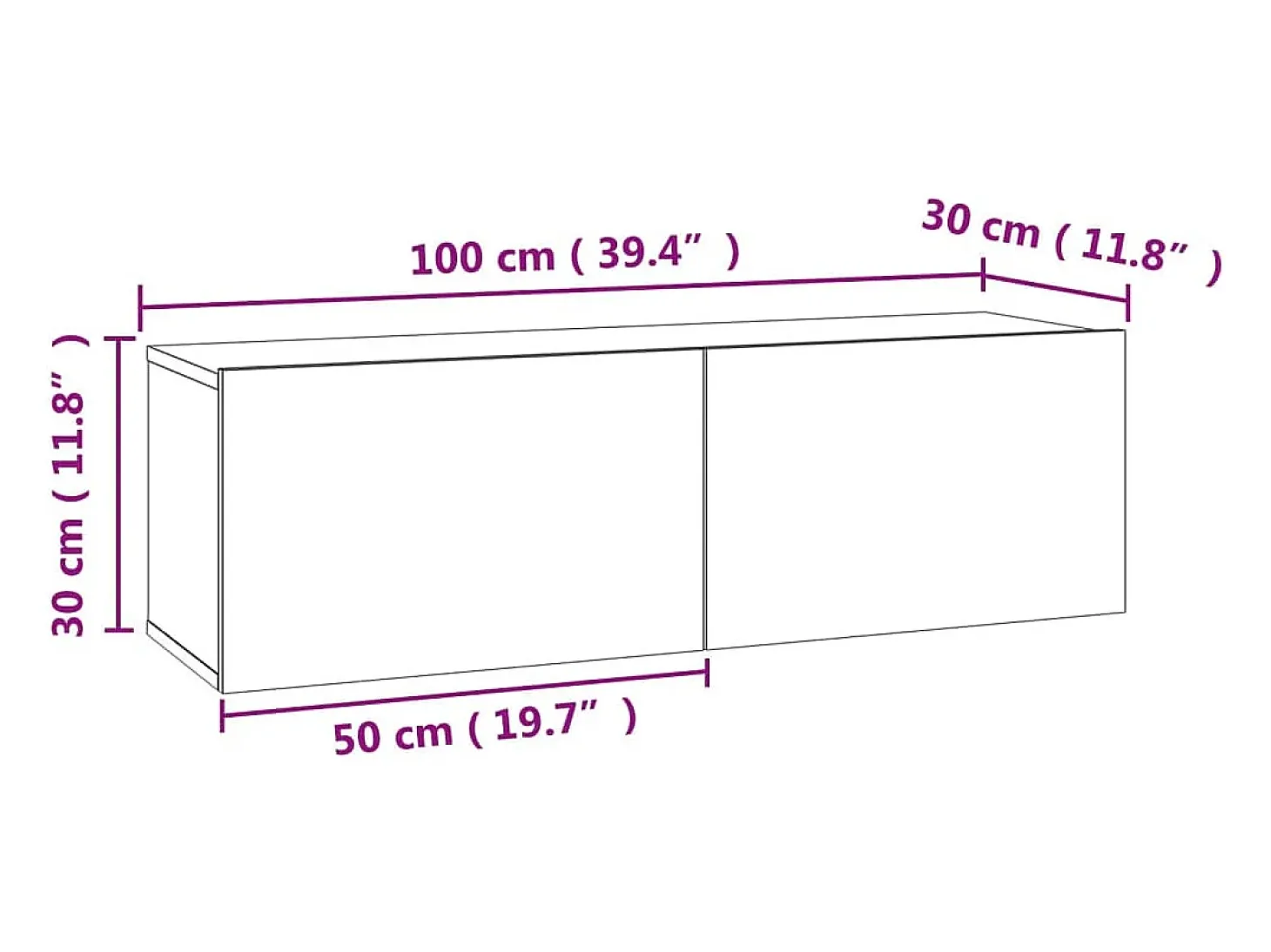 Suporte multimídia para TV prateleira para TV aparador para TV sala de jantar sala de estar quarto 100 x 30 x 30 cm madeira industrializada cinza 02_0025433