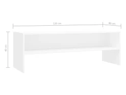 Suporte multimídia para TV prateleira para TV aparador armário para TV sala de jantar sala de estar quarto 120 x 40 x 40 cm madeira engenheirada branca 02_0025868