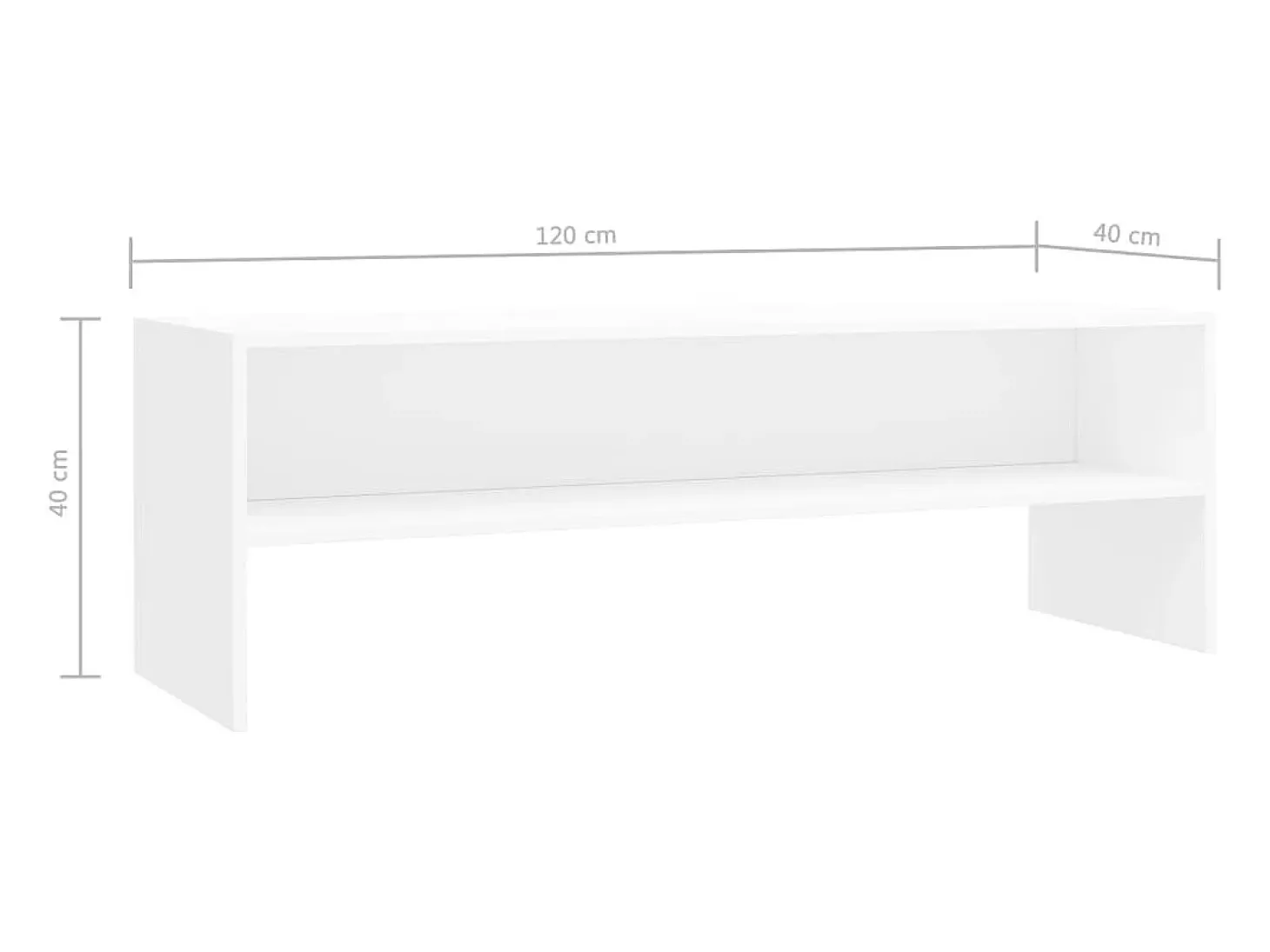 Suporte multimídia para TV prateleira para TV aparador armário para TV sala de jantar sala de estar quarto 120 x 40 x 40 cm madeira engenheirada branca 02_0025868