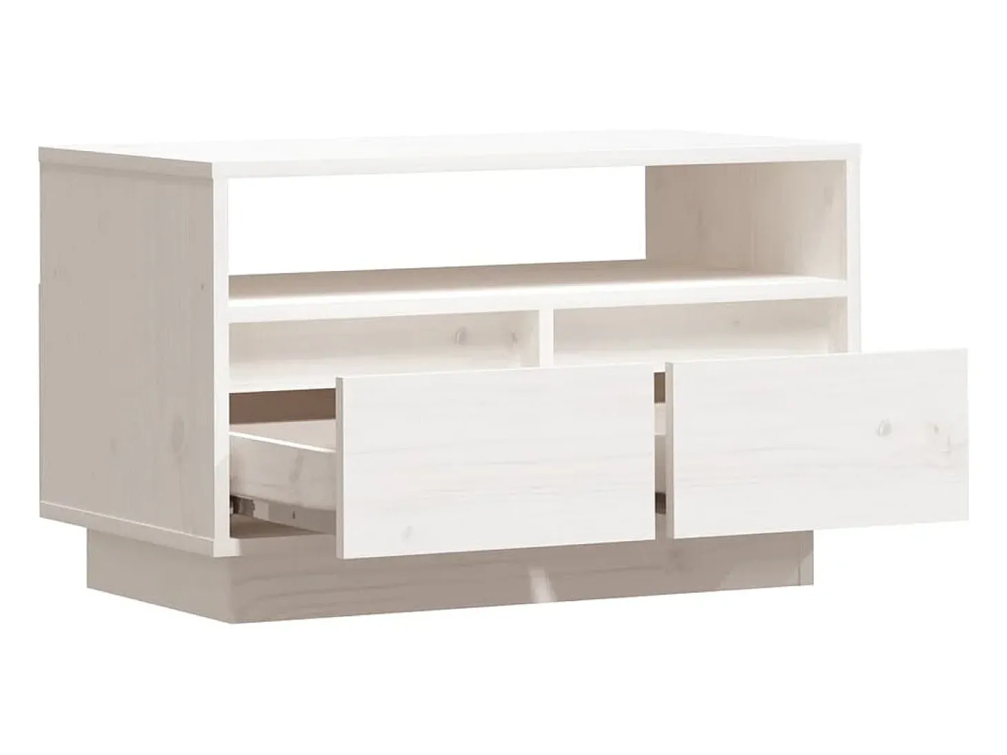 Suporte multimídia para TV prateleira para TV aparador armário para TV sala de jantar sala de estar quarto 60 x 35 x 37 cm madeira maciça de pinho branco 02_0026139