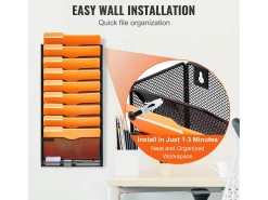 Suporte Mural SucceBuy File Wall Shelf Mesh Wall File Holder 1 Peça 10 Bolsas para Escritório e Escola