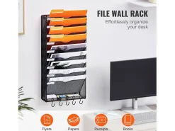 Suporte Mural SucceBuy File Wall Shelf Mesh Wall File Holder 1 Peça 10 Bolsas para Escritório e Escola
