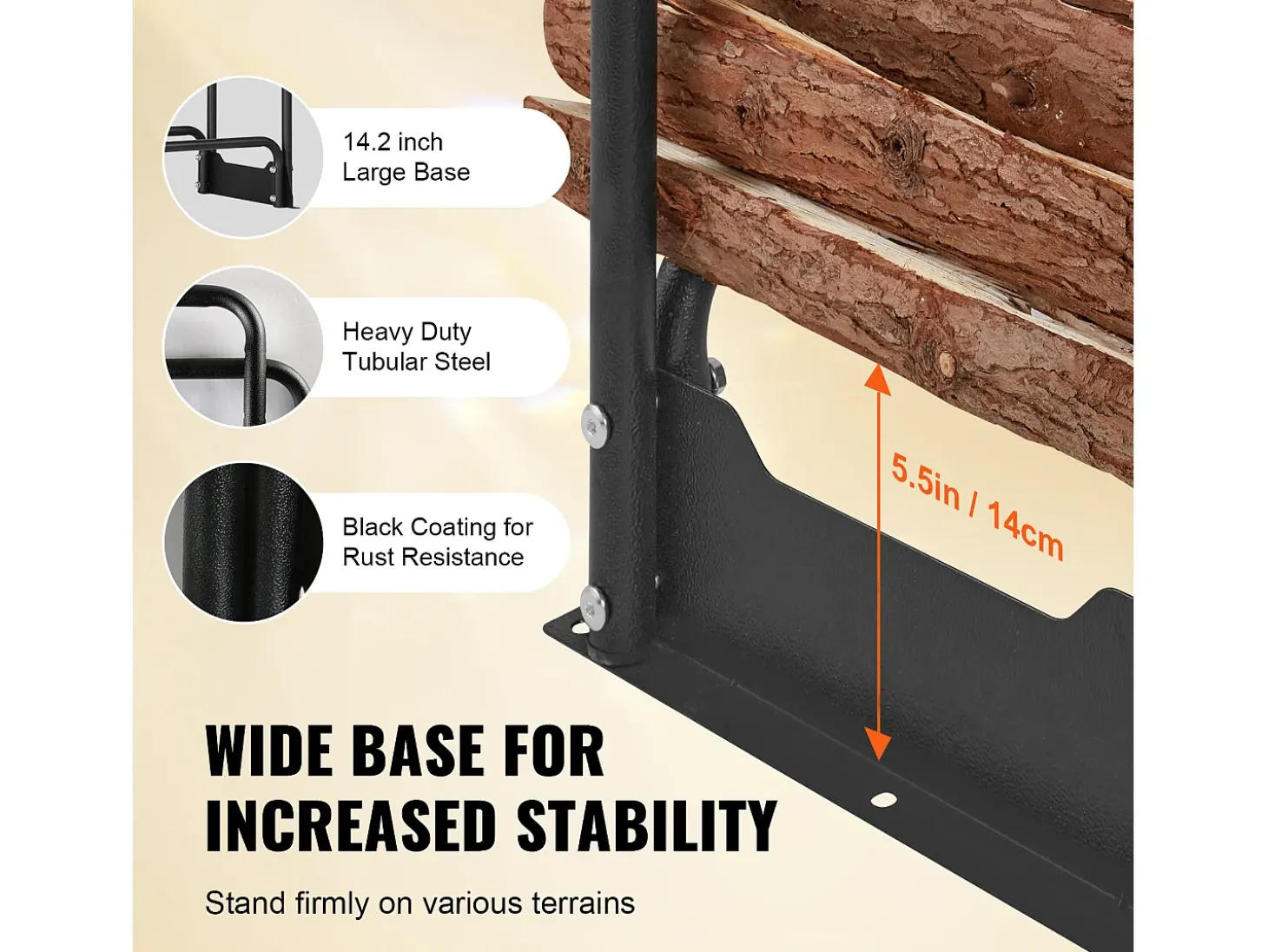Suporte para Lenha Exterior de 12,7 Pés com Tampa SucceBuy, Suporte para Lenha 152" x 14,2" x 46,1" (Suporte para Lenha Exterior com Tampa)