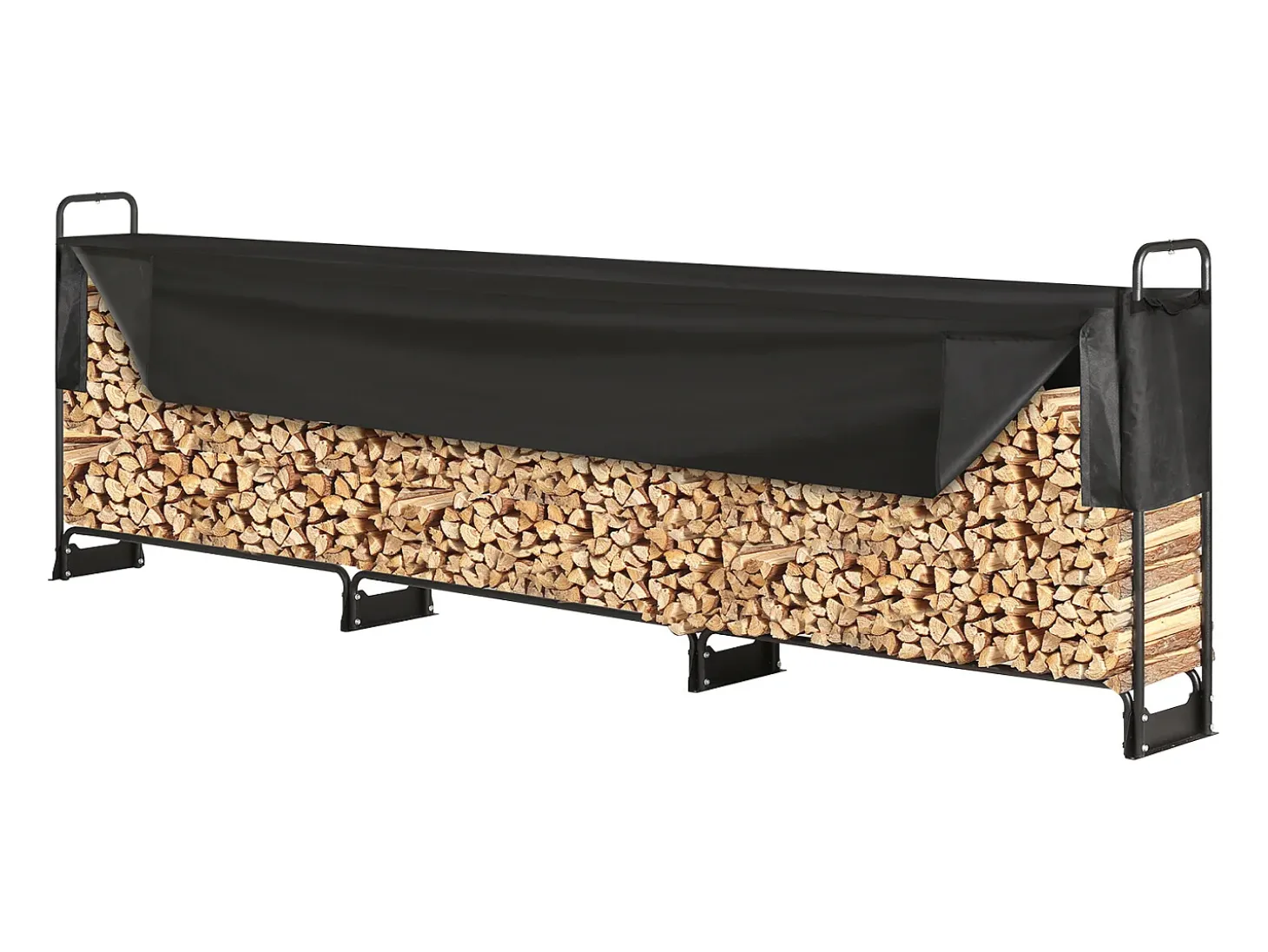 Suporte para Lenha Exterior de 12,7 Pés com Tampa SucceBuy, Suporte para Lenha 152" x 14,2" x 46,1" (Suporte para Lenha Exterior com Tampa)