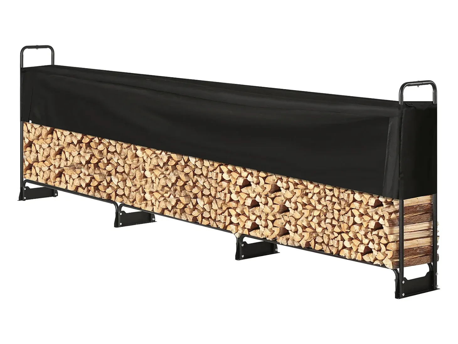 Suporte para Lenha Exterior de 12,7 Pés com Tampa SucceBuy, Suporte para Lenha 152" x 14,2" x 46,1" (Suporte para Lenha Exterior com Tampa)