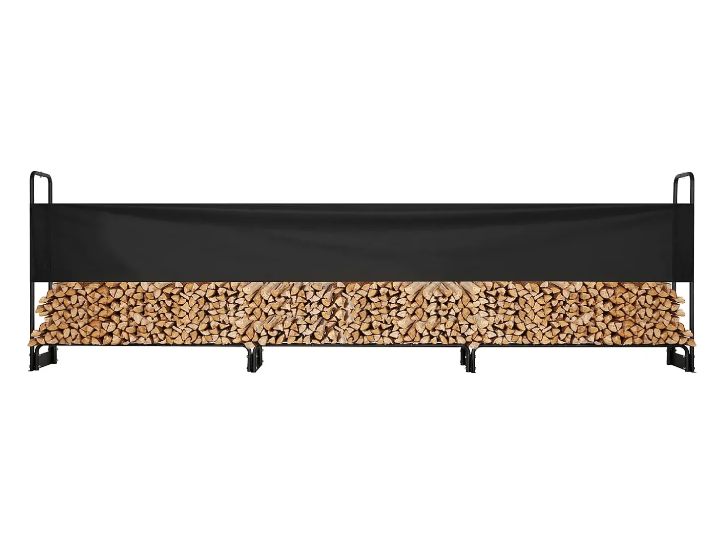 Suporte para Lenha Exterior de 12,7 Pés com Tampa SucceBuy, Suporte para Lenha 152" x 14,2" x 46,1" (Suporte para Lenha Exterior com Tampa)
