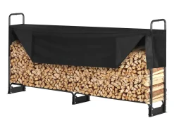 Suporte para Lenha Exterior SucceBuy de 2,6 M (8,5 Pés), 2,5 M (102 Pol.) x 36,6 M (14,2Pol.) x 117,5 Cm (46,1 Pol.), com Tampa e Suporte Resistente.