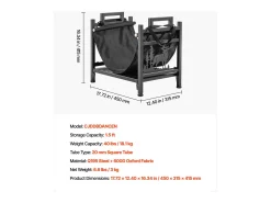 Suporte para Lenha SucceBuy de Aquecimento Interno, Armazenamento de Lenha Curvo 45 x 31.5 x 41.5 cm, com Suporte de Lona, Capacidade de Carga 18,1 kg