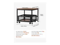Suporte para Mini-Frigorífico SucceBuy, com Arrumação, Capacidade de 90 kg, Carrinho e Rodas Giratórias, Castanho Claro