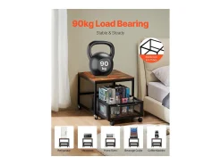 Suporte para Mini-Frigorífico SucceBuy, com Arrumação, Capacidade de 90 kg, Carrinho e Rodas Giratórias, Castanho Claro