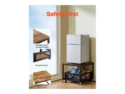 Suporte para Mini-Frigorífico SucceBuy, com Arrumação, Capacidade de 90 kg, Carrinho e Rodas Giratórias, Castanho Claro
