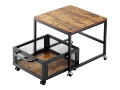 Suporte para Mini-Frigorífico SucceBuy, com Arrumação, Capacidade de 90 kg, Carrinho e Rodas Giratórias, Castanho Claro