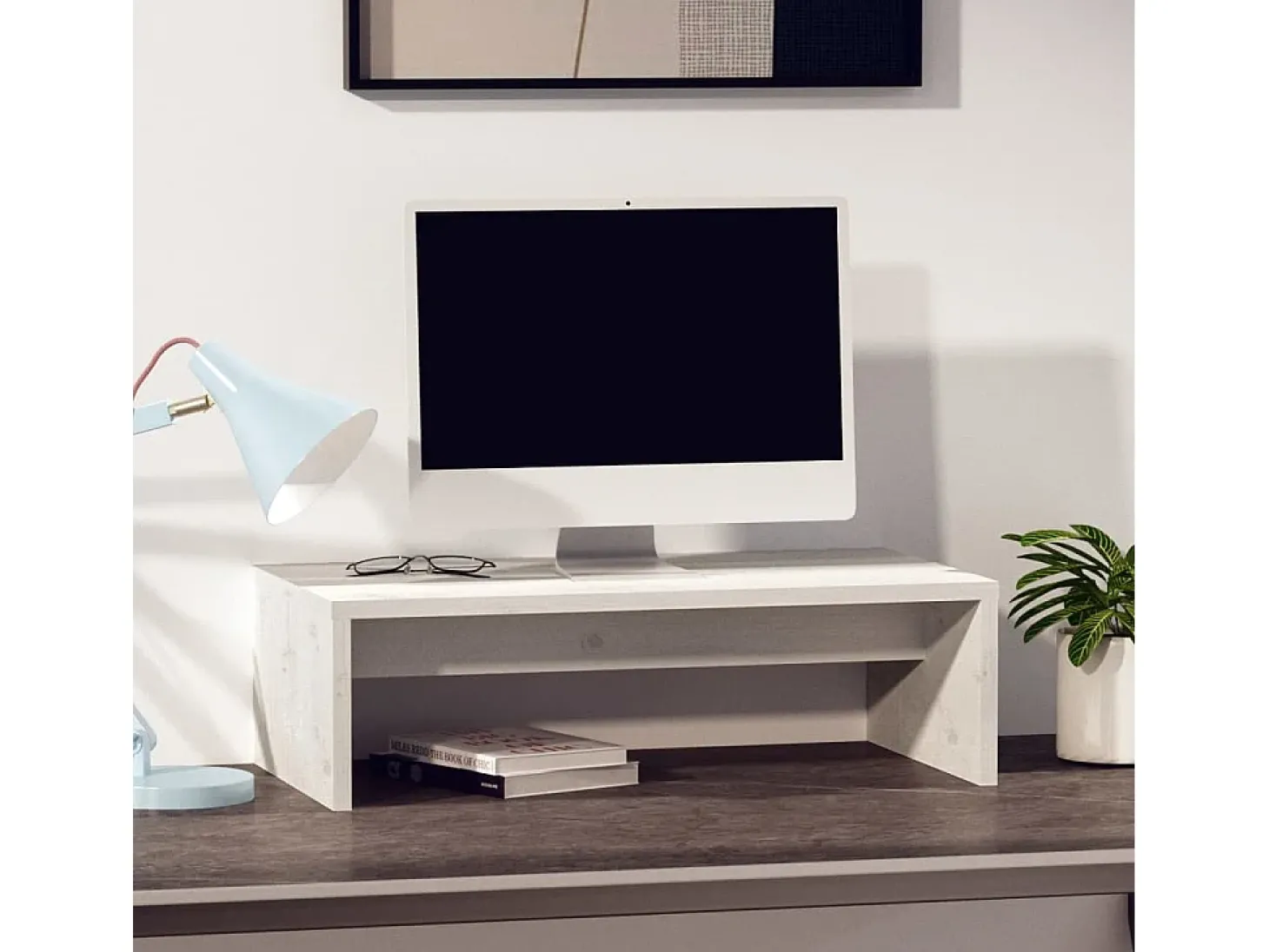 Suporte para monitor 50x27x15 cm pinho maciço branco PT814592