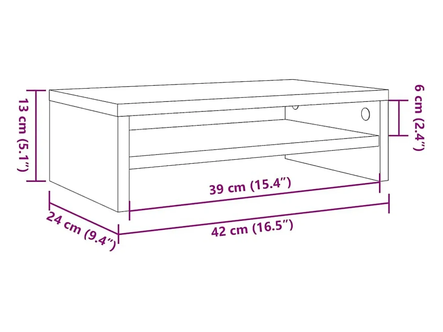 Suporte para monitor 42x24x13cm deriv. de madeira madeira velha
