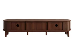Suporte para TV – 170 x 39,5 x 38 cm - Móvel para TV com 2 portas de madeira natural e 1 gaveta de rattan.