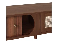 Suporte para TV – 170 x 39,5 x 38 cm - Móvel para TV com 2 portas de madeira natural e 1 gaveta de rattan.