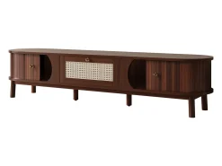 Suporte para TV – 170 x 39,5 x 38 cm - Móvel para TV com 2 portas de madeira natural e 1 gaveta de rattan.