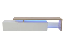 Suporte para TV 200 x 39 x 42 cm, com iluminação LED de 7 cores e tampo de mesa, branco.