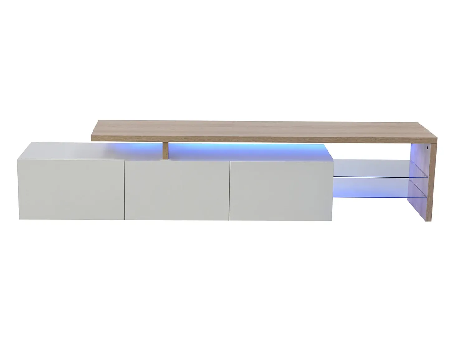 Suporte para TV 200 x 39 x 42 cm, com iluminação LED de 7 cores e tampo de mesa, branco.