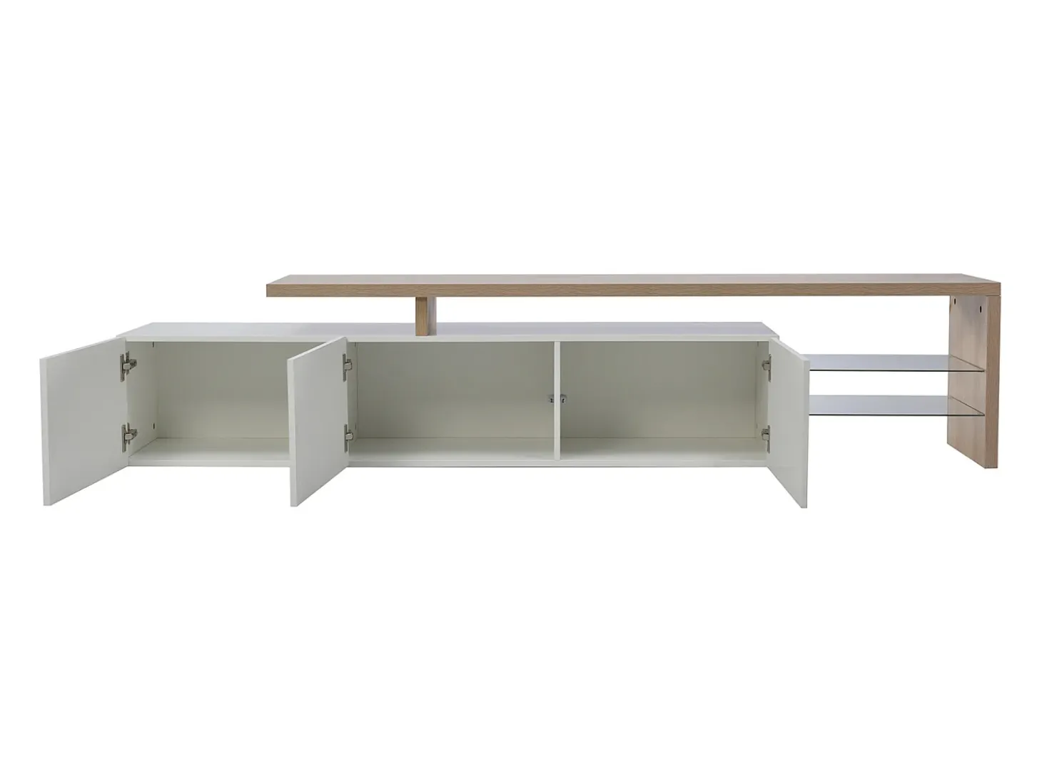 Suporte para TV 200 x 39 x 42 cm, com iluminação LED de 7 cores e tampo de mesa, branco.