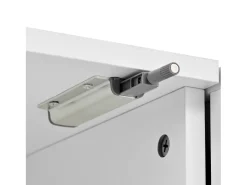 Suporte para TV 180 x 34 x 30 cm com prateleira para projetor e 3 portas - Branco e madeira