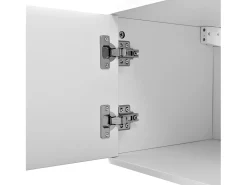 Suporte para TV 180 x 34 x 30 cm com prateleira para projetor e 3 portas - Branco e madeira