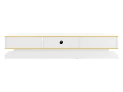 Suporte para TV branco - Suporte para TV com 3 gavetas e acabamento dourado - Corrediças inferiores suaves e silenciosas