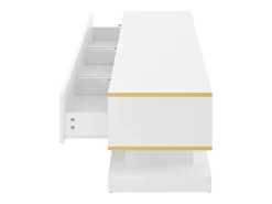 Suporte para TV branco - Suporte para TV com 3 gavetas e acabamento dourado - Corrediças inferiores suaves e silenciosas