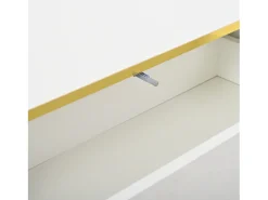 Suporte para TV branco - Suporte para TV com 3 gavetas e acabamento dourado - Corrediças inferiores suaves e silenciosas