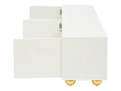 Suporte para TV branco - Suporte para TV com 4 portas e 5 pés de apoio esféricos - Portas em formato de nuvem