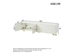 Suporte para TV branco - Suporte para TV com 4 portas e 5 pés de apoio esféricos - Portas em formato de nuvem