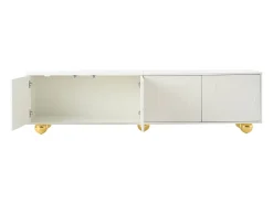 Suporte para TV branco - Suporte para TV com 4 portas e 5 pés de apoio esféricos - Portas em formato de nuvem