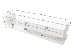 Suporte para TV branco - Suporte para TV para sala de estar com iluminação LED ajustável - 2 gavetas e espaço aberto para arrumação