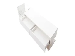 Suporte para TV branco - Suporte para TV para sala de estar com iluminação LED ajustável - 2 gavetas e espaço aberto para arrumação
