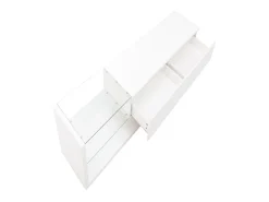 Suporte para TV branco - Suporte para TV para sala de estar com iluminação LED ajustável - 2 gavetas e espaço aberto para arrumação