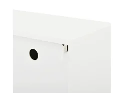 Suporte para TV Branco - Suporte para TV com 4 portas com estrutura em treliça - detalhes dourados e pés ajustáveis