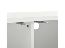 Suporte para TV Branco - Suporte para TV com 4 portas com estrutura em treliça - detalhes dourados e pés ajustáveis
